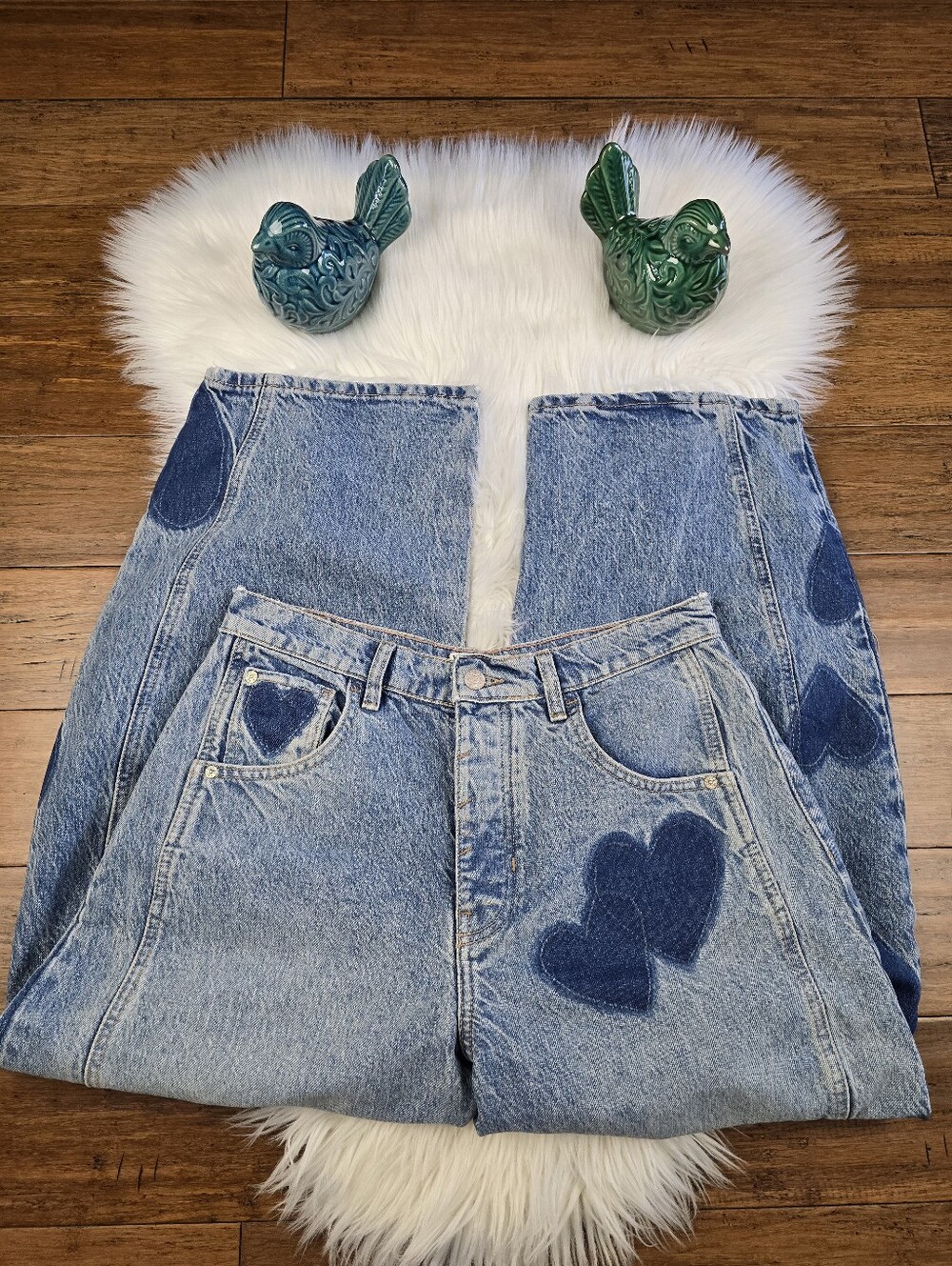 Free People We The Free People Heart Shadow  Barrel Good Luck Jeans 27 - Picture 11 of 14
